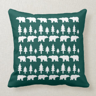 POLAR BEARS & TREES Christmas Vintage Throw Pillow
