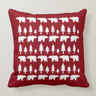 POLAR BEARS & TREES Christmas Vintage Throw Pillow