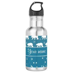 Polar Bears Twinkling Stars Personalised 532 Ml Water Bottle