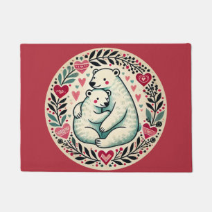Polar Bears Valentine's Day Bear Doormat