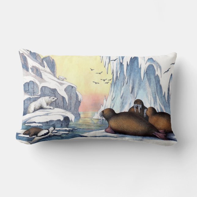 Polar Bears, Walrus, And Seals Lumbar Cushion (Front)