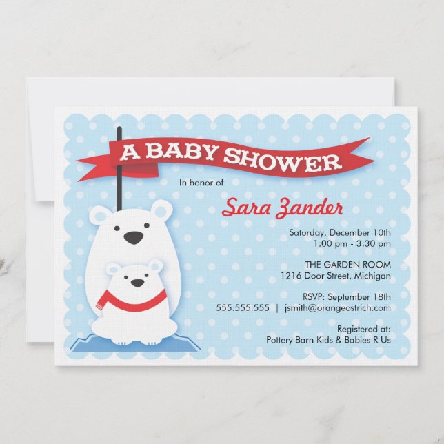 Polar Bears | Winter Baby Shower Invitations (Front)