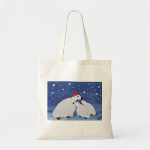 Polar Bears Winter Holiday Canvas Tote Bag