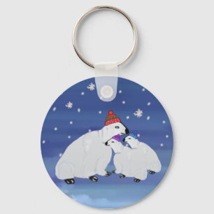 Polar Bears Winter Holiday Keychains
