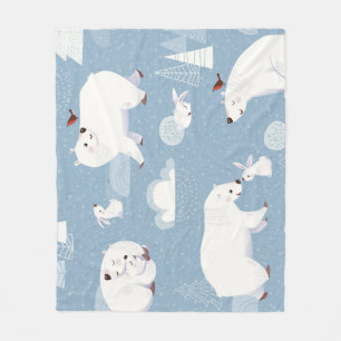 Polar Bears Winter Vintage Fleece Blanket