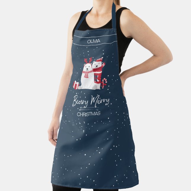 Polar Beary Merry Christmas ID851 Apron (Insitu)
