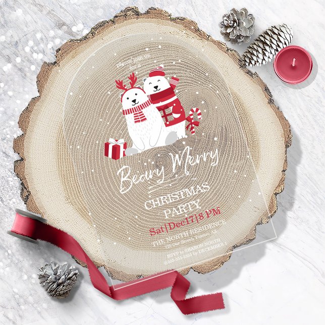 Polar Beary Merry Christmas Party Arch ID851 Acrylic Invitations (Creator Uploaded)