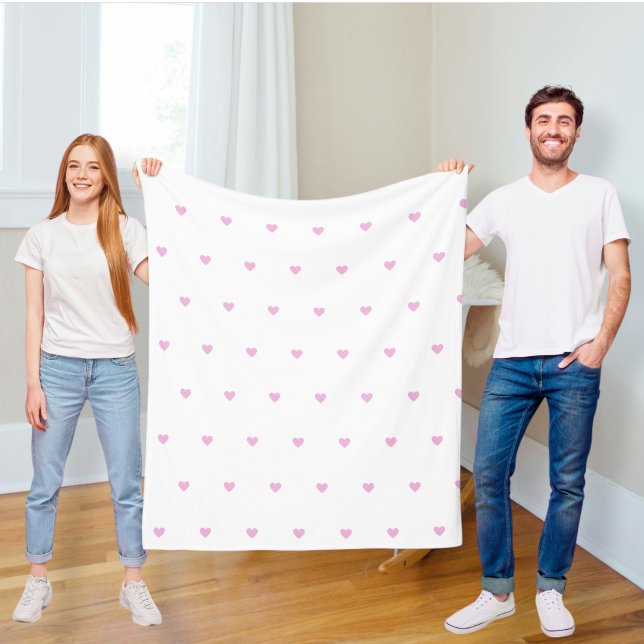 Polar blanket with pink hearts,  modern blanket  (Creator Uploaded)