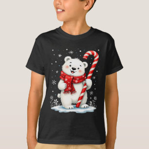 Polar Christmas Bear Candy Scarf Kids  T-Shirt