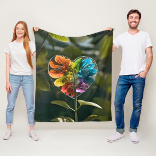 Polar Cover Heart Rainbow Leaf Nature Fleece Blanket