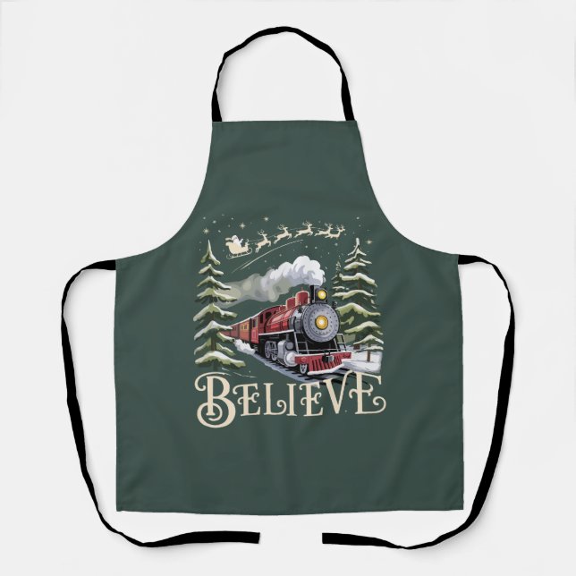 Polar Express Christmas Gift Believe Xmas Winter Apron (Front)