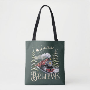 Polar Express Christmas Gift Believe Xmas Winter Tote Bag