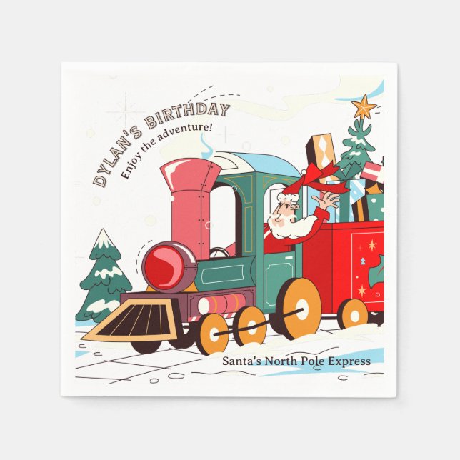 Polar Express Christmas Santa's Train Adventure Napkin (Front)