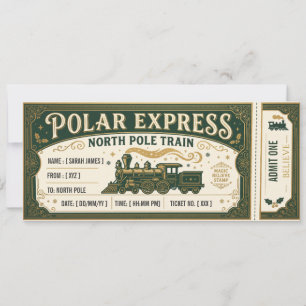 Polar Express Ticket North Pole Train Pass Invitation