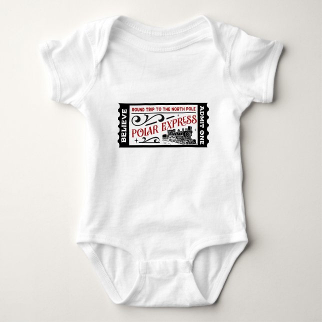 Polar Express Train Ticket Christmas Baby Bodysuit (Front)