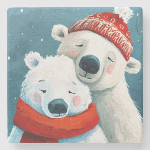 Polar Hugs Stone Coaster