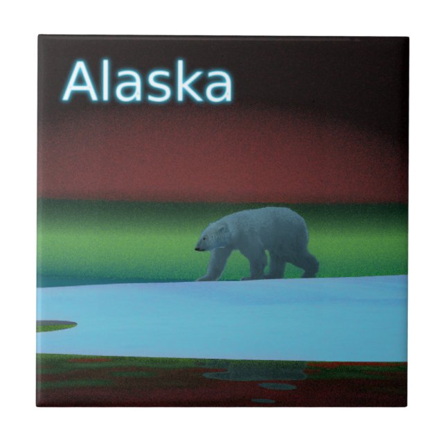 Polar Lights Polar Bear Ceramic Tile (Front)
