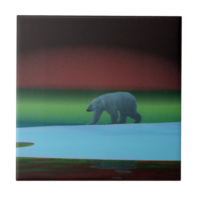Polar Lights Polar Bear Ceramic Tile (Front)