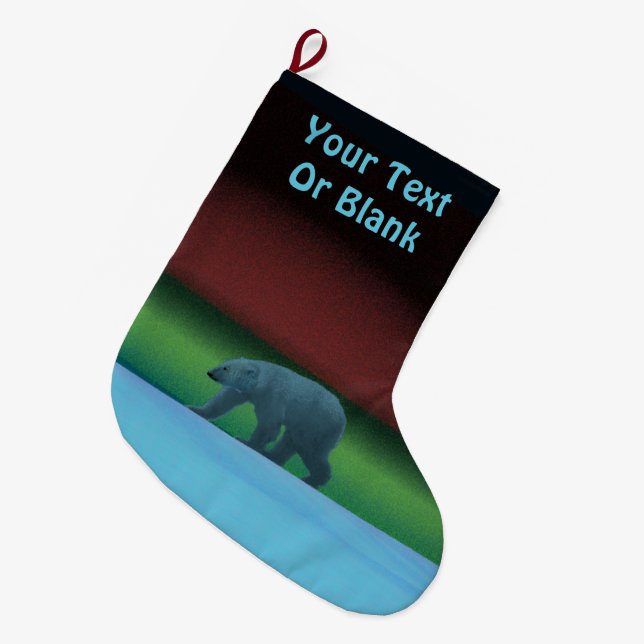 Polar Lights Polar Bear Large Christmas Stocking (Front (Hanging))