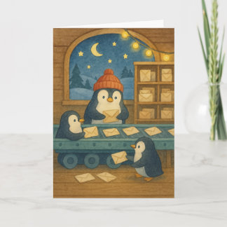 Polar Mail Sorting - Cosy Night Holiday Card