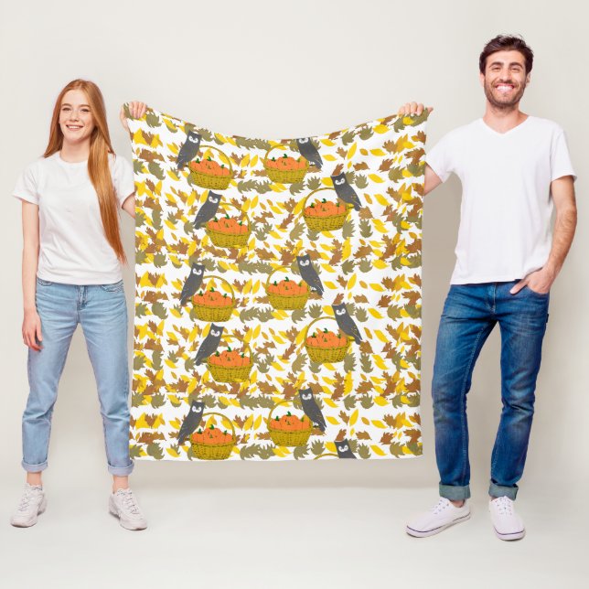 Polar Owl and Autumn Pumpkin Blanket (In Situ)