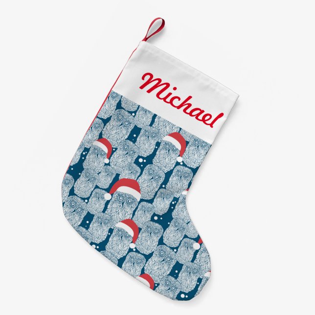 Polar Owls In Christmas Small Christmas Stocking (Front (Hanging))