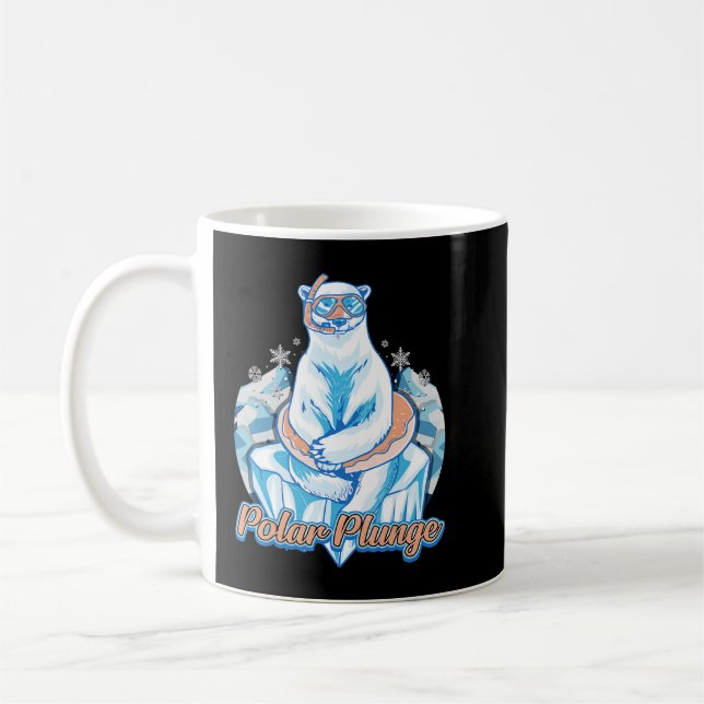 Polar Plunge Ice Jump Funny Polar Bear Winter Coffee Mug (Left)