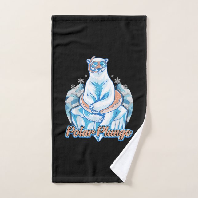 Polar Plunge Ice Jump Funny Polar Bear Winter Swim Hand Towel (Hand Towel)