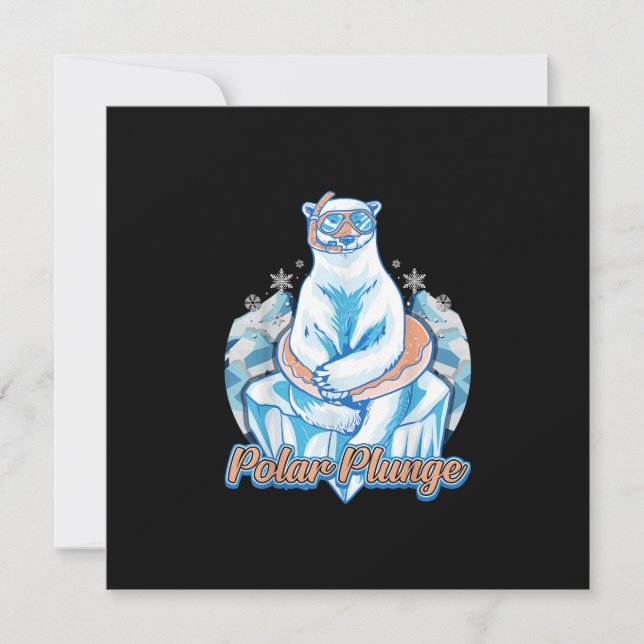Polar Plunge Ice Jump Funny Polar Bear Winter Swim Invitation (Front)
