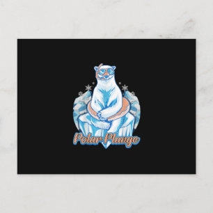 Polar Plunge Ice Jump Funny Polar Bear Winter Swim Invitation Postcard