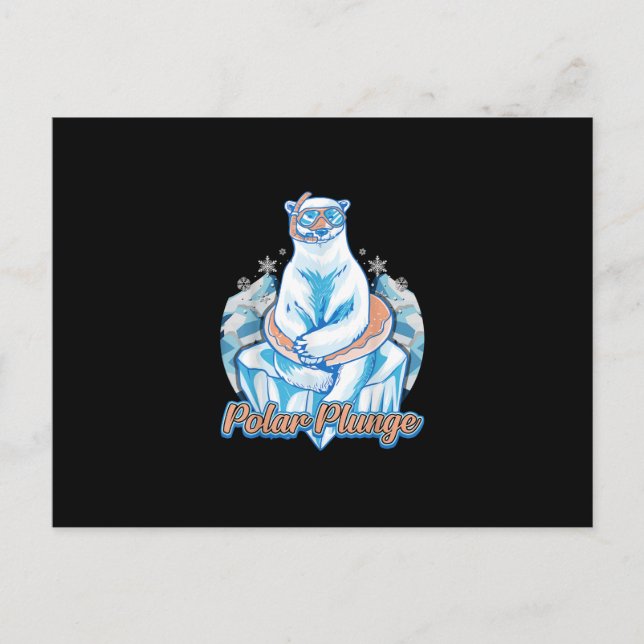 Polar Plunge Ice Jump Funny Polar Bear Winter Swim Invitation Postcard (Front)