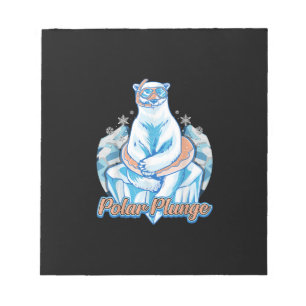Polar Plunge Ice Jump Funny Polar Bear Winter Swim Notepad