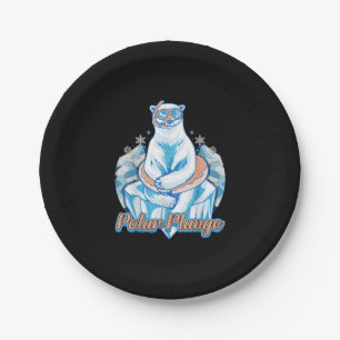 Polar Plunge Ice Jump Funny Polar Bear Winter Swim Paper Plate