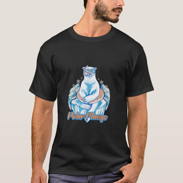 Polar Plunge Ice Jump Funny Polar Bear Winter Swim T-Shirt (Front)