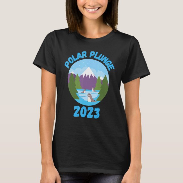 Polar Plunge Ice Jump Funny Polar Bear Winter Swim T-Shirt (Front)
