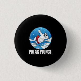 Polar Plunge Ice Jump Polar Bear Winter Swim 3 Cm Round Badge