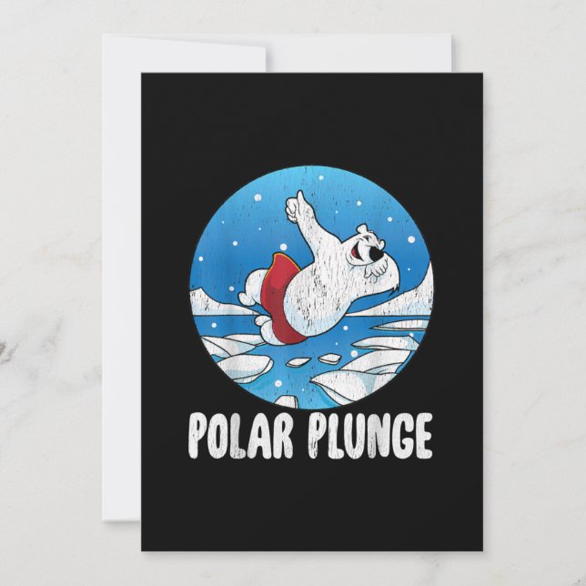 Polar Plunge Ice Jump Polar Bear Winter Swim Holiday Card (Front)