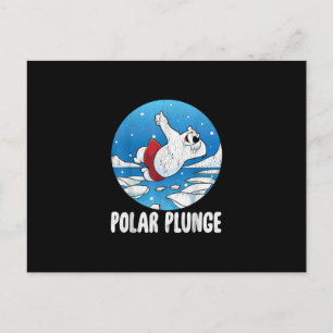 Polar Plunge Ice Jump Polar Bear Winter Swim Holiday Postcard