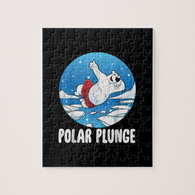 Polar Plunge Ice Jump Polar Bear Winter Swim Jigsaw Puzzle (Vertical)