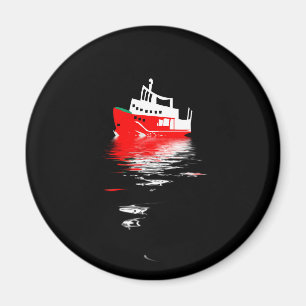 Polar research ship reflected in the night waters. magnet