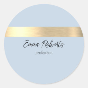 Polar Sky Blue Gold Foil Rustic Faux Classic Round Sticker
