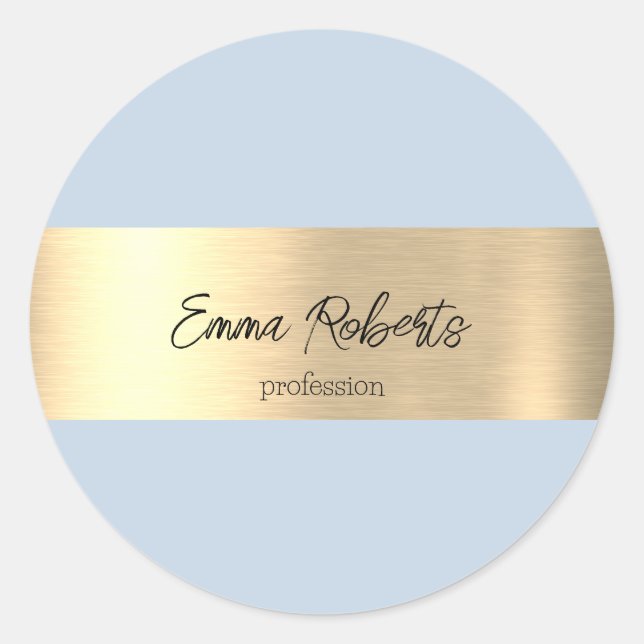 Polar Sky Blue Gold Foil Rustic Faux  Classic Round Sticker (Front)