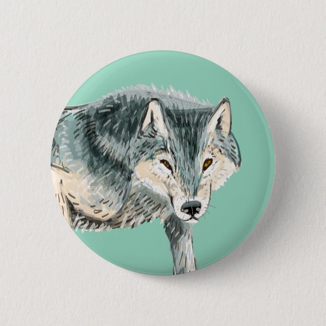 Polar totem wolf 6 cm round badge (Front)