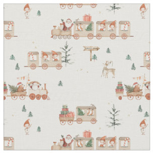 Polar train - Elf Santa helpers Happy holidays Fabric