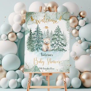 Polar White Bear Baby Shower Welcome Sign