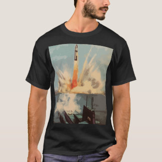 Polaris Nuclear Missile Submarine Launch Retro Art T-Shirt
