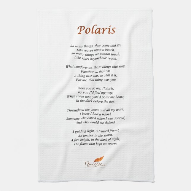 Polaris Poem on Kitchen Towel (Vertical)