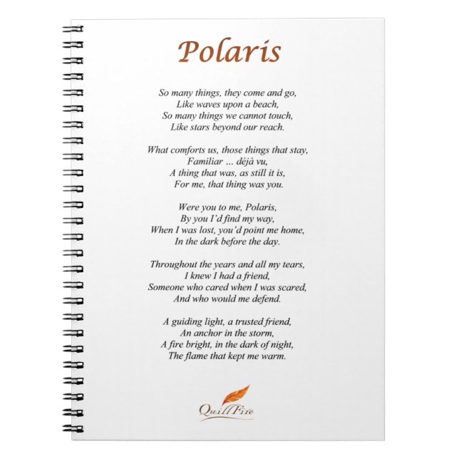 Polaris Poem on Notebook (Front)