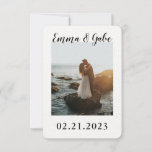 Polaroid Style Save the Date Card with Picture<br><div class="desc">This save the date card is simple in the most perfect way. The black and white fonts balance the colours in the picture. Showcase your favourite picture from your engagement shoot or your proposal with your name and date. It will look great on all of your guests fridge. Extra details...</div>