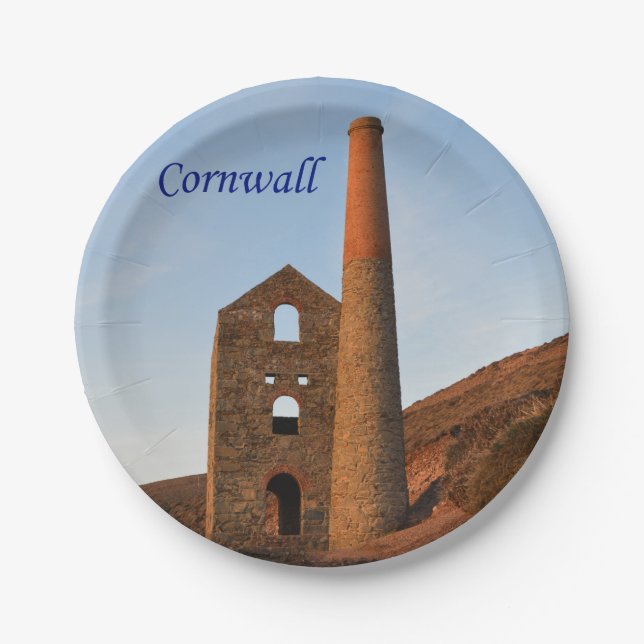 Poldark Country Mine Ruins Cornwall England Paper Plate (Front)